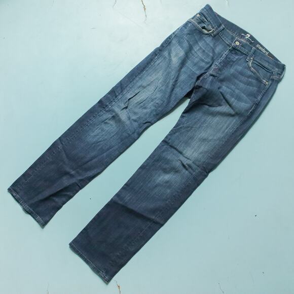 7 For All Mankind Standard Straight Leg Button Fly Mens Jeans Size 31 Waist - Picture 2 of 11